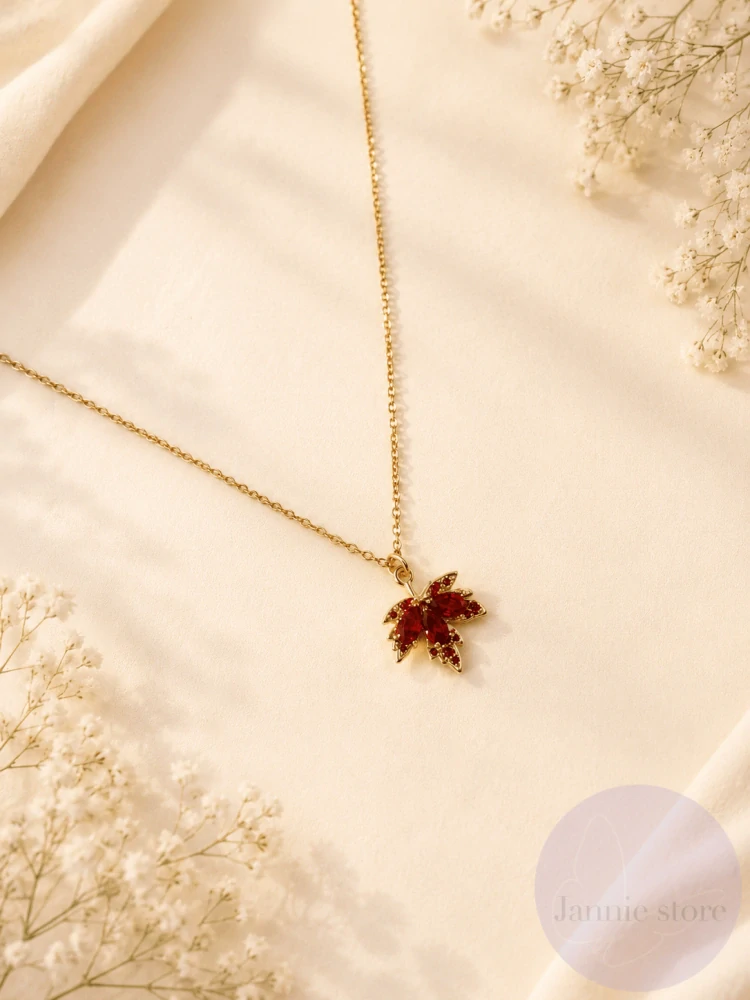 Orange Maple Leaf Necklace