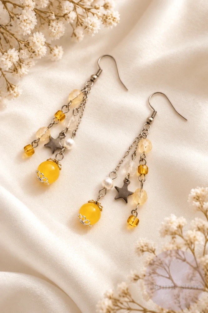 Yellow-Silver Earrings