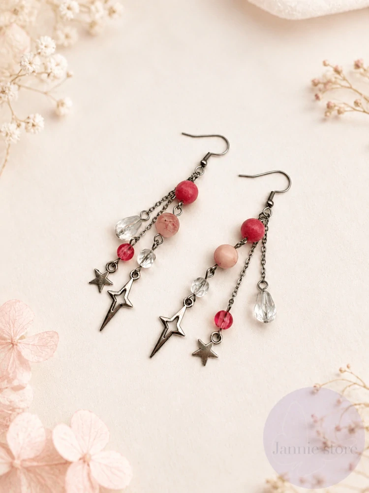 Pink-Silver Earrings