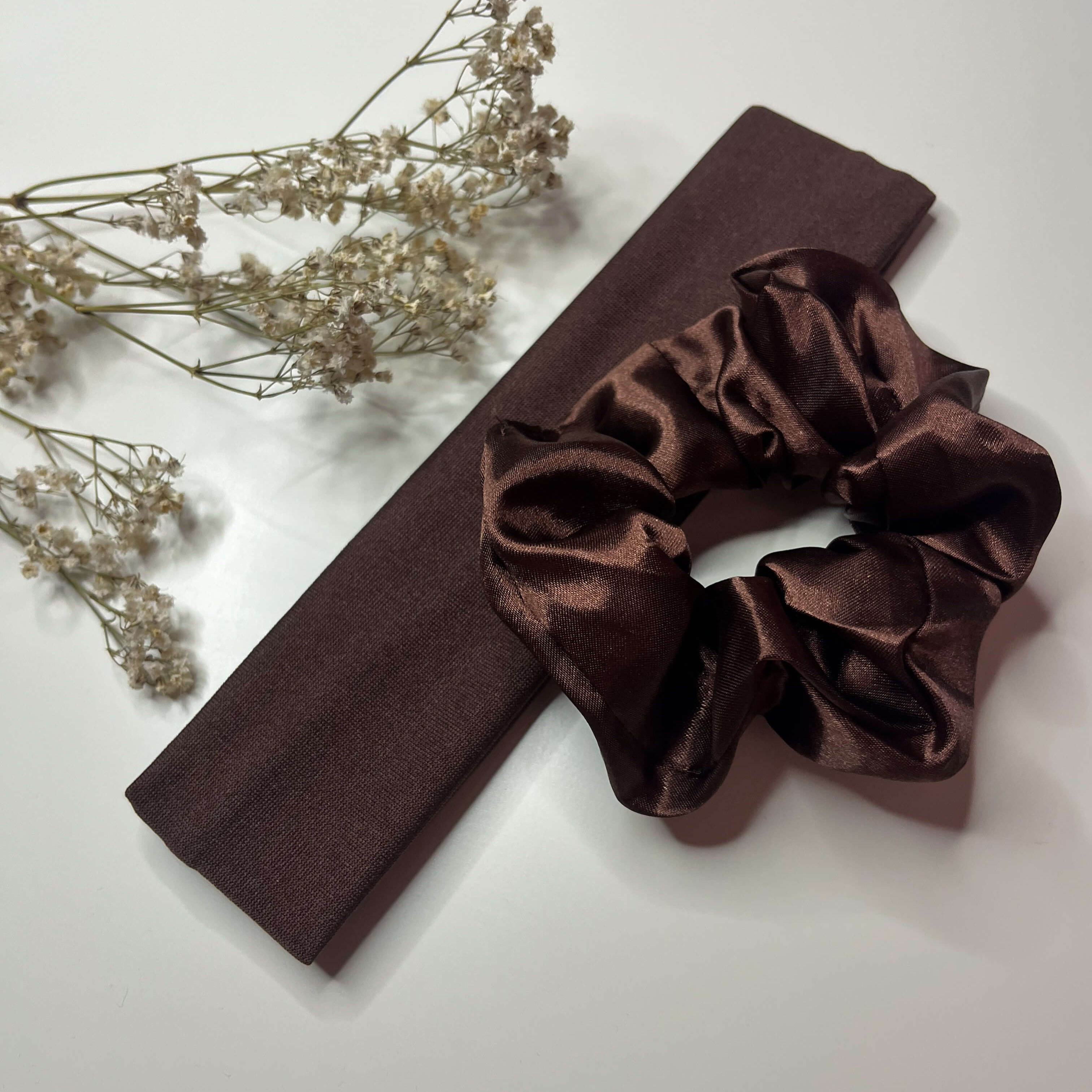 Scrunchie and Headband - brown