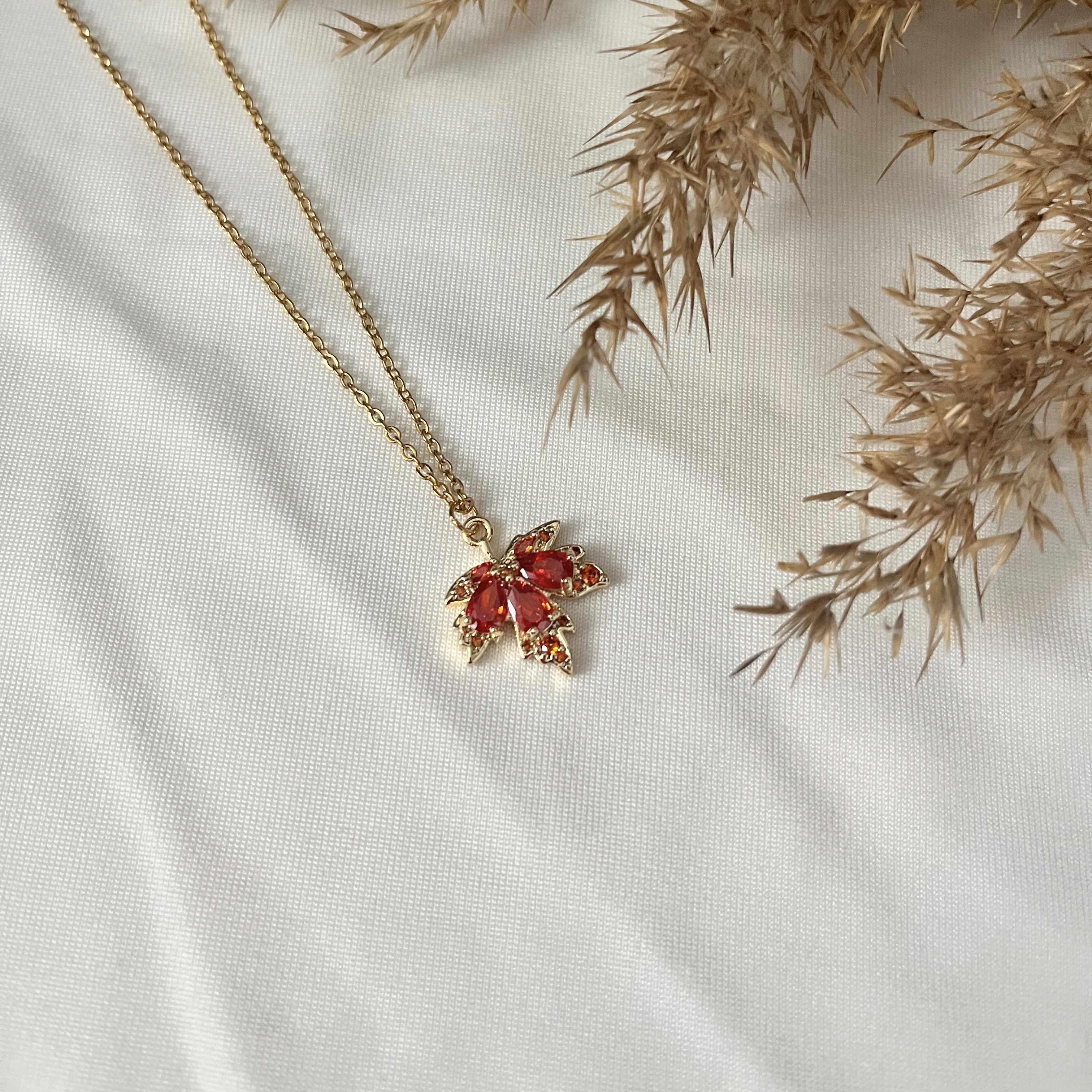 Orange Maple Leaf Necklace