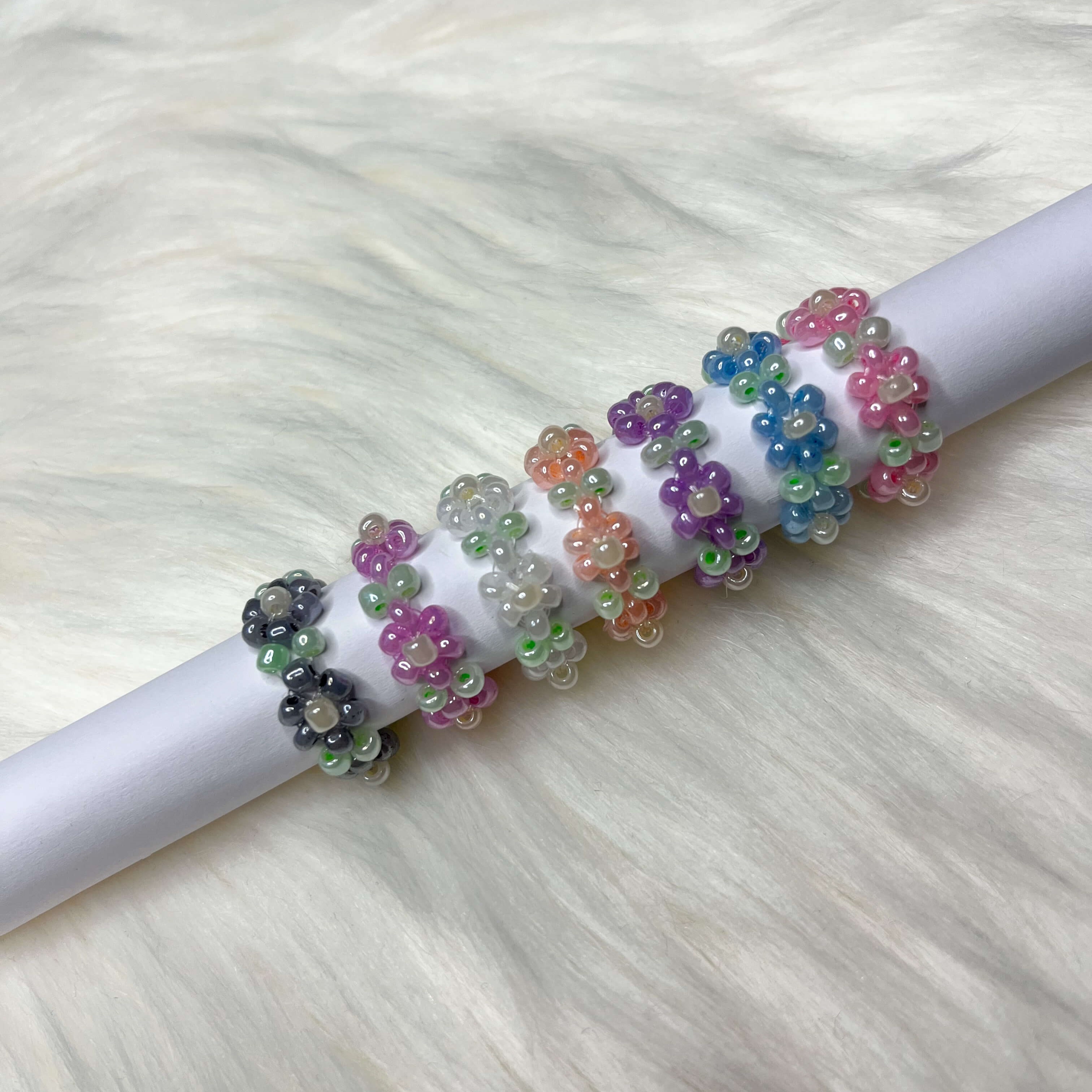 Pastel flower rings