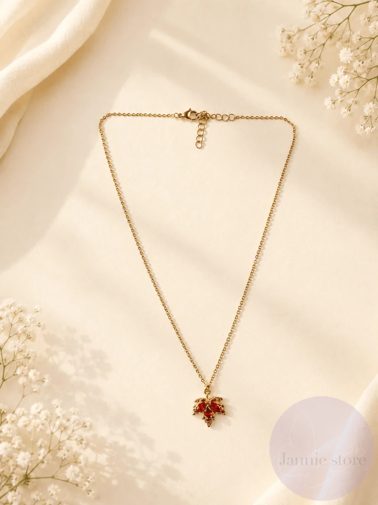Orange Maple Leaf Necklace